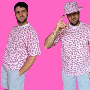 Handmade, Upcycled Barbie Bedsheet T-Shirt Size M